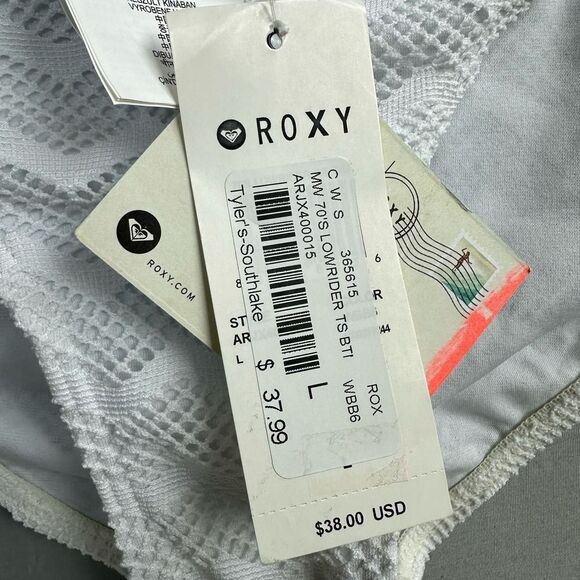 Roxy Women’s 70s Lowrider Tie Side Bikini Bottom Large White - Picture 4 of 6
